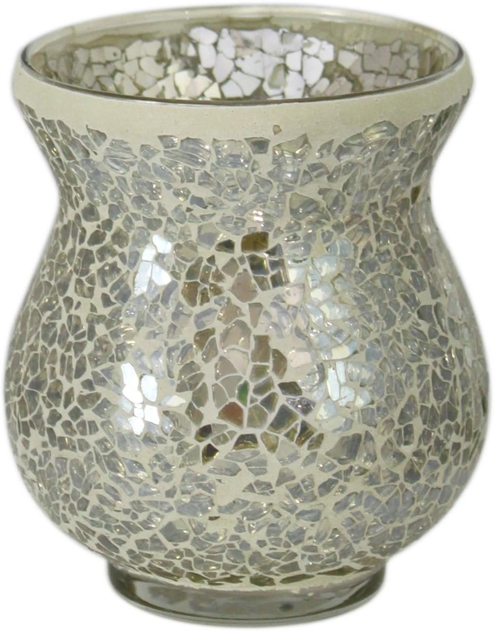 Modern Mercury Cream Sparkle Mosaic Wedding Party Tealight Candle Holders