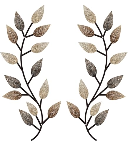 Decoración De Hojas De Ginkgo De Metal, Decoración De Pared Natural Gingko Biloba Art Ornamento Colgante De Pared Fondo Esculturas De Pared Para Dormitorio Salón Decoración