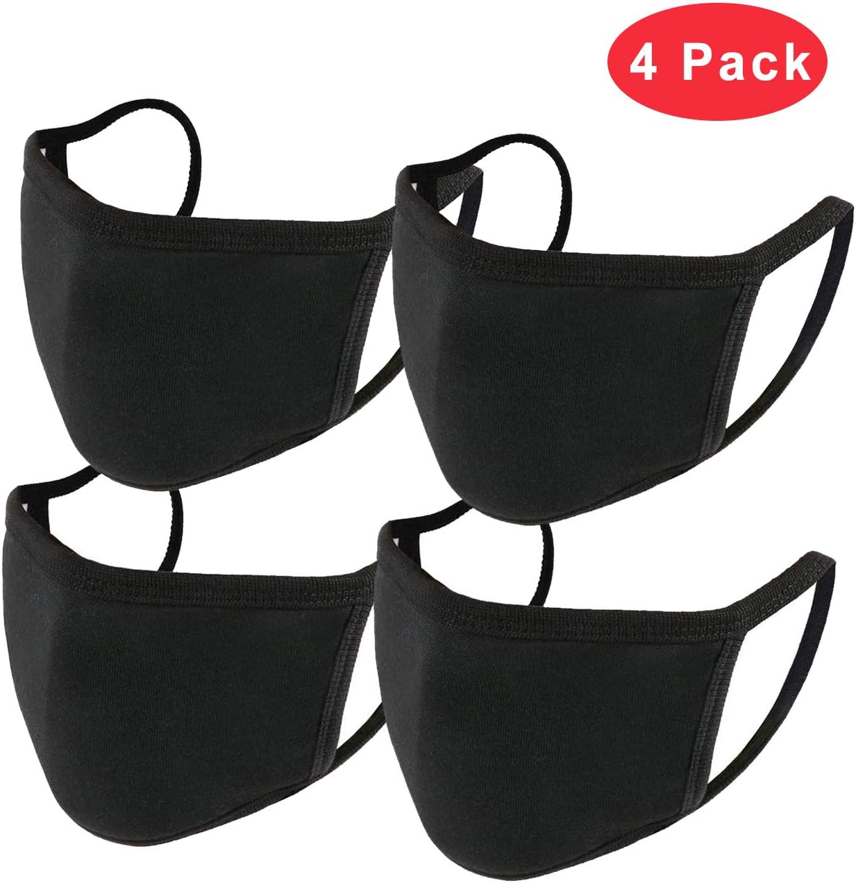 4 Pcs Washable Dust Mask Reusable Face Mask Unisex Black Anti-dust Cotton Mouth Washable Fashion Protective Mouth Masks Reusable Mask Windproof Face Mask for Men Women