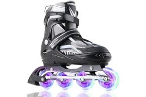 Sowume Adjustable Inline Skates for Girls and Boys, Roller Skates with All Light Up Wheels, Patines para Mujer for Kids and Adults, Men, Women