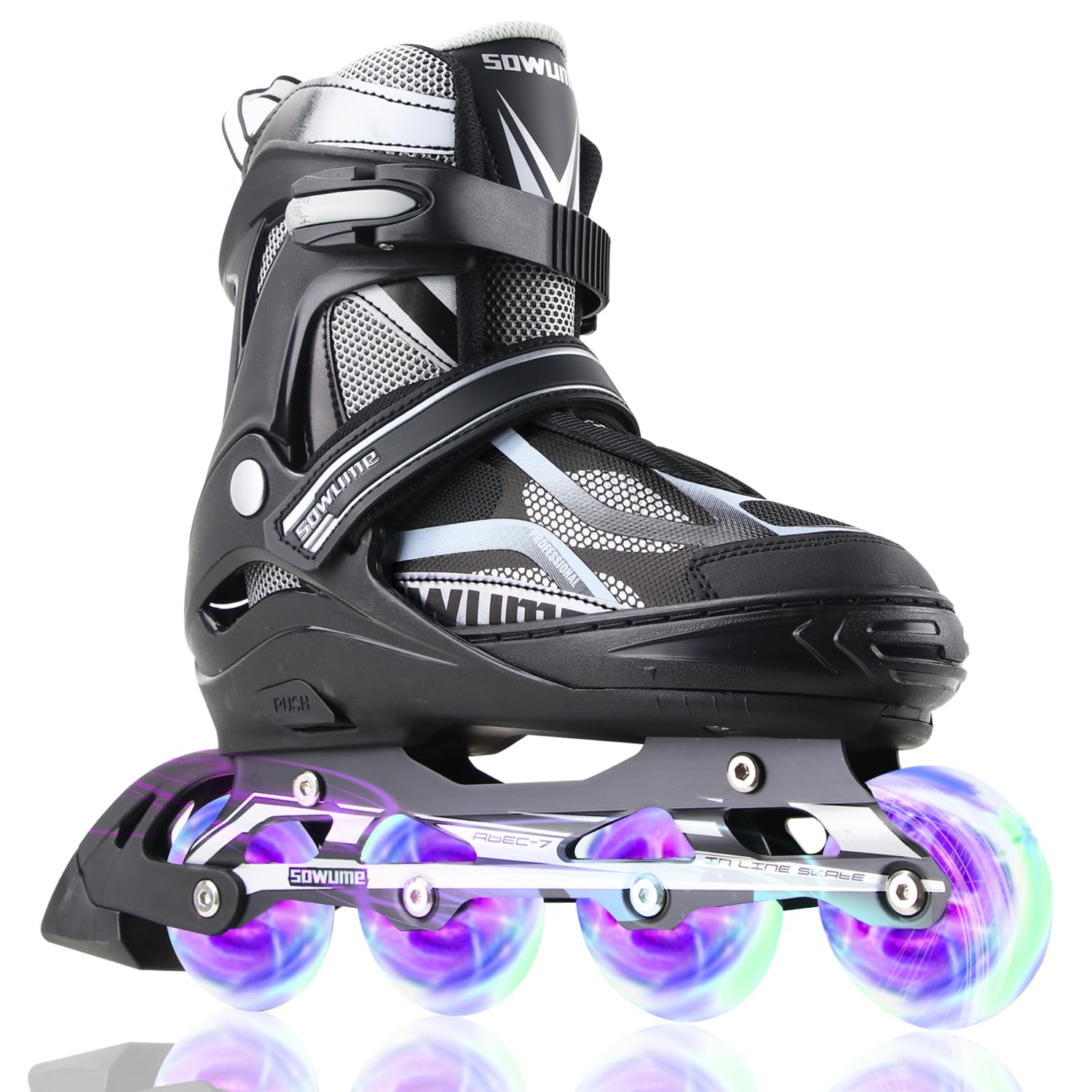 Sowume Adjustable Inline Skates for Girls and Boys, Roller Skates with All Light Up Wheels, Patines para Mujer for Kids and Adults, Men, Women Image