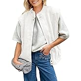 Tankaneo Womens Denim Vest Casual Zip Up Jean Vest Tops Utility Cargo Oversized Sleeveless Jacket