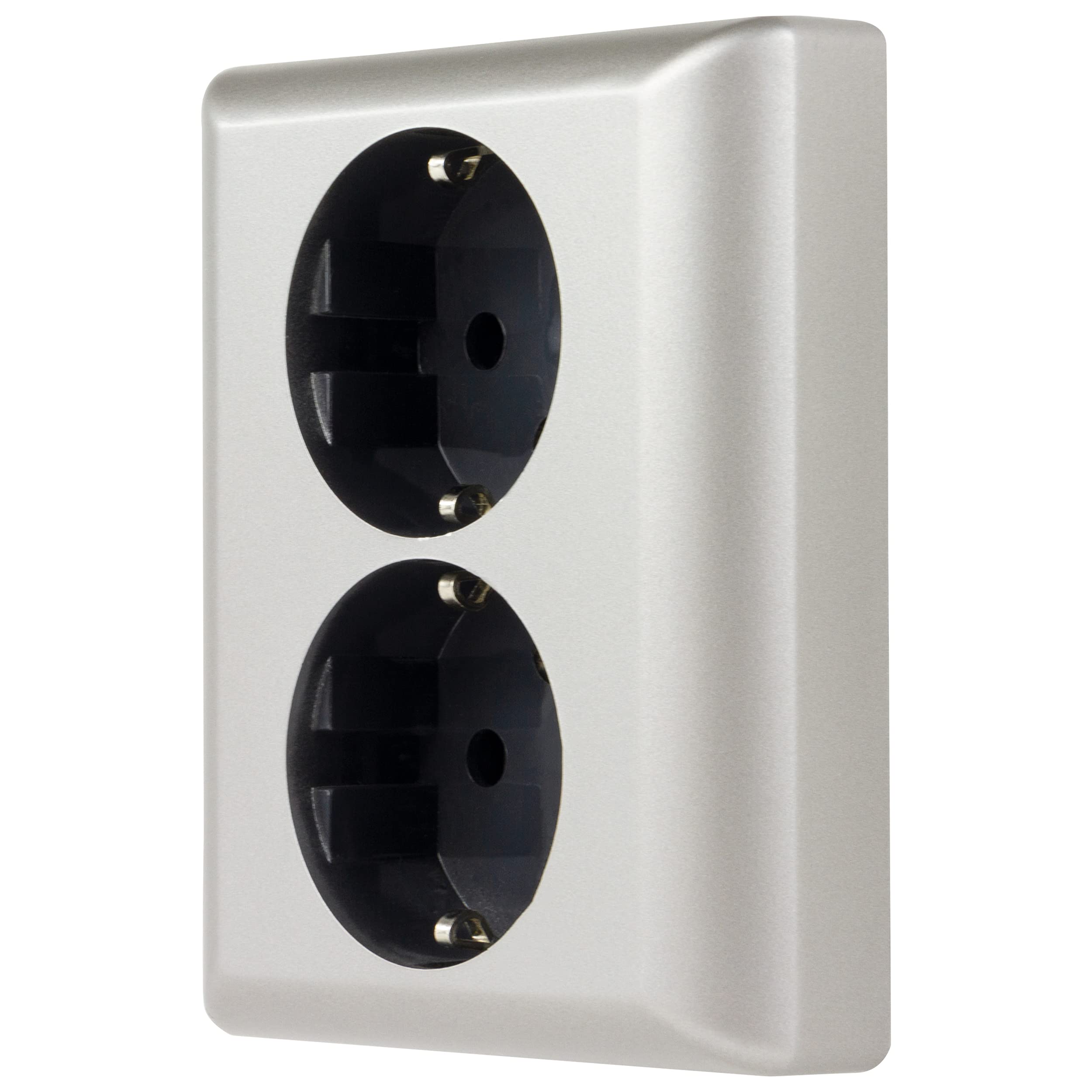 REV Quadro 0236100712 Flush-Mounted Socket 2-Way Complete Set: Frame and Insert, Silver