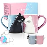 Couple Gifts Cute Kissing Cat Mug Matching Couples Stuff Ceramic Coffee Mugs for Wedding Gifts Anniversary Valentines Engagement Gifts for Couples Cat Lovers 12oz