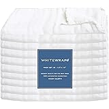 WHITEWRAP Muslin Washcloths | 12”x12” | 10-Pack | White | 100% Organic Muslin Cotton Soft Baby Towel Set, Reusable Baby Wipes