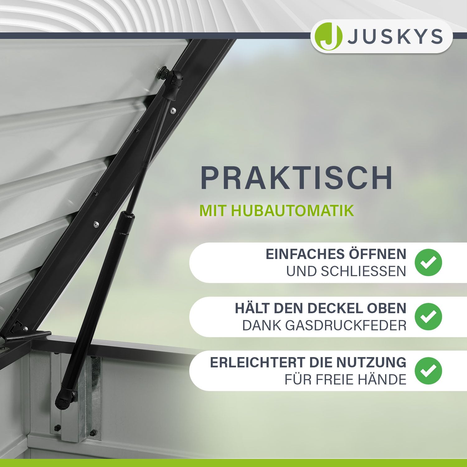 Juskys Metall Aufbewahrungsbox Limani 380 Liter - Outdoor Box - wasserdicht, abschließbar - Gartenbox, Auflagenbox, Kissenbox für Garten Anthrazit 6