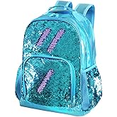 Fermido Hologram Sequin Backpack Sequin School Backpack for Girls Kids Elementary Bookbag Flip Sequence Holographic Book Bags