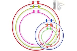 Embroidery Hoops, Plastic Cross Stitch Hoop Sets Embroidery Frame with Embroidery Needle Large Eye Stitching Needles 4.13 Inc