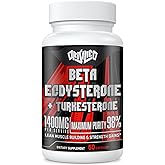 Orisilico 1400mg Beta Ecdysterone and Turkesterone Supplements, Maximized 98% Beta Ecdysterone & 20% Turkesterone Extract for Muscle Mass,Strength, Protein Synthesis, 60 Capsules