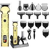 LQT Beard Trimmer for Men, Portable 6 in 1 Hair Clippers,Waterproof Cordless Hair Clipper,Mens Grooming Kit for Mustache Facial Hair, Rechargeable Beard Trimmer Kit, Gifts for Men(Gold)