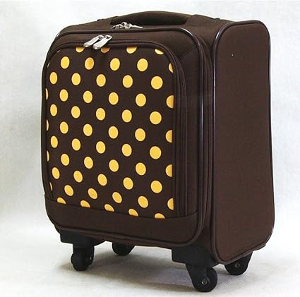 Amazon キャリーバッグ 機内持ち込み シンプルでシックな水玉柄のソフト キャリーケース 気になる ブラウンのみ シックでかわいい水玉模様 四輪キャリーバッグss ブラウン プロジェクターバッグ ケース オンライン通販
