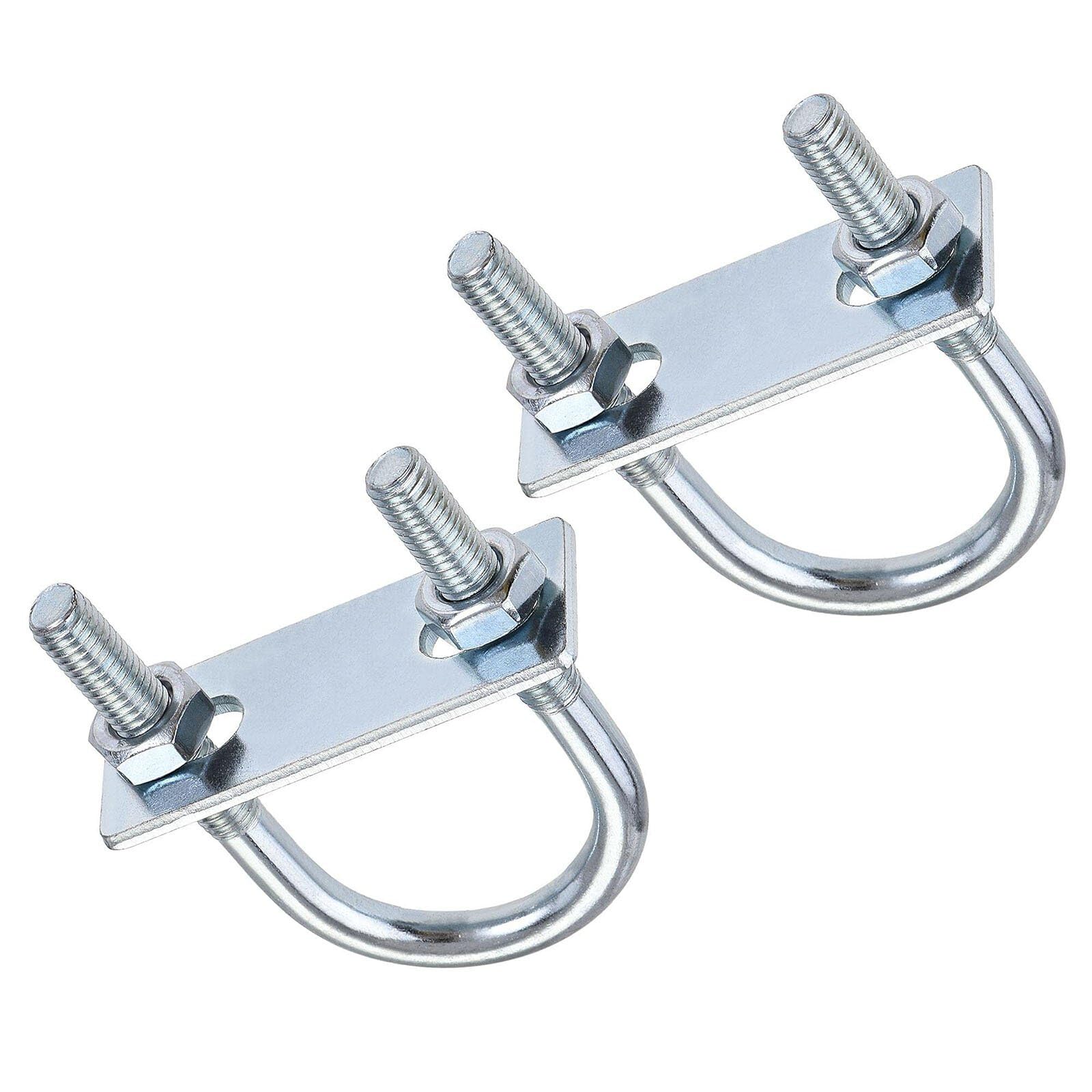 TOP-VIGOR 2 sets M8 Round U-Bolts, 35mm Inner Width 75mm Length Steel U-Bolts with Nut, Plate for Building Installations Mechanical Parts Connection Cehicles Ships