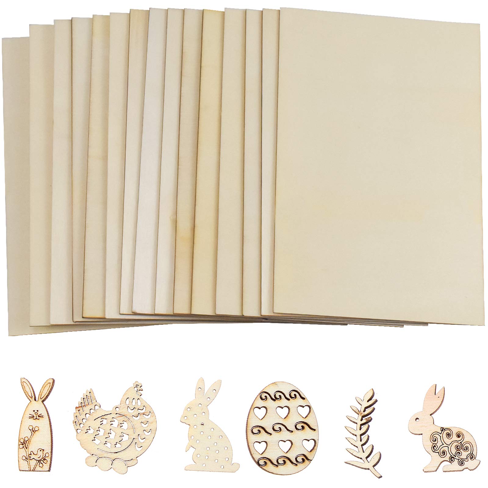 AvoDovA Balsa Wood Sheets, 15 Pcs Thin Wood Sheets 1mm, 15 x 10cm Plywood Hobby Wood Board, Unfinished Wooden Boards for Maker, Basswood Sheet for DIY Crafts Mini House Boat Airplane Model