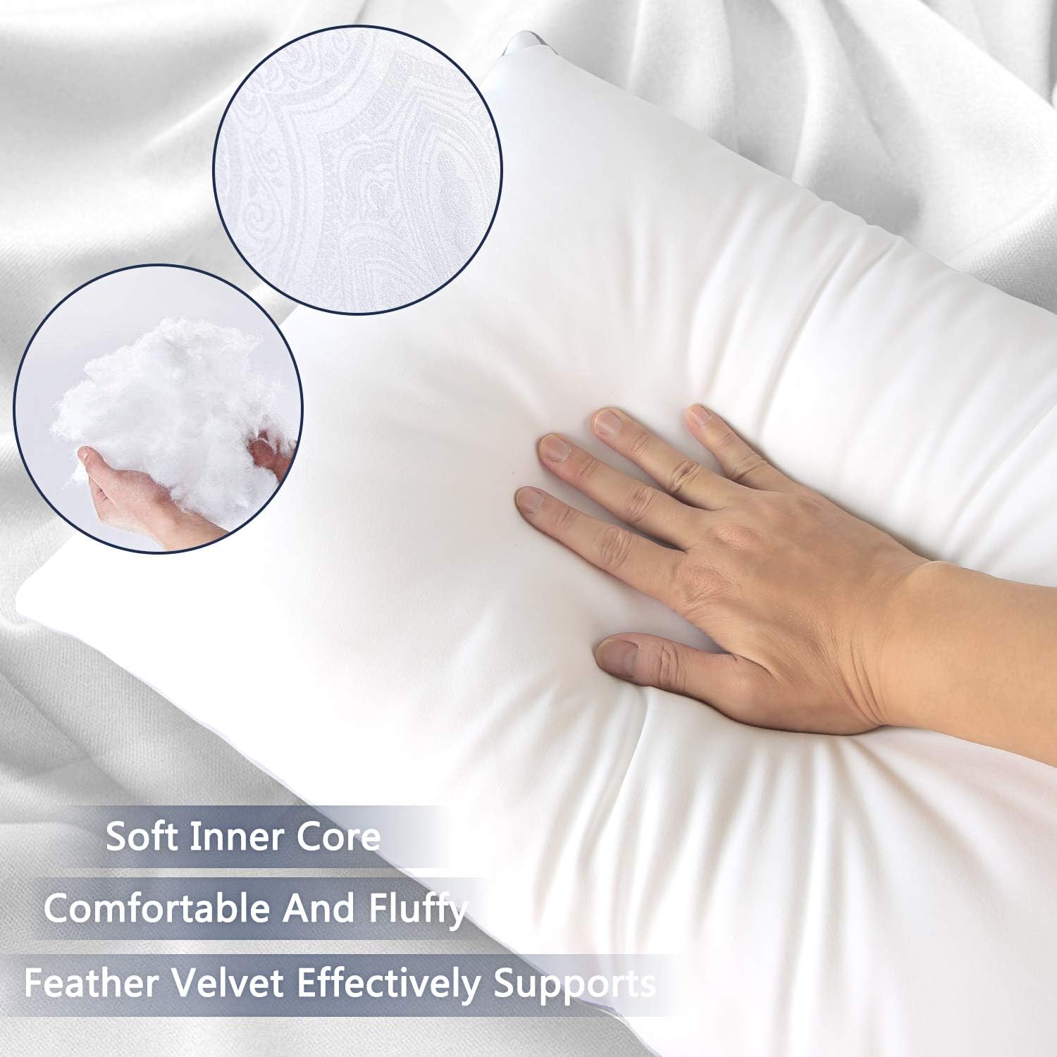 HIMOON Bed Pillows for Sleeping 2 Pack,Queen Size Cooling Pillows Set of 2,Top-end Microfiber Cover for Side Stomach Back Sleepers: Home & Kitchen