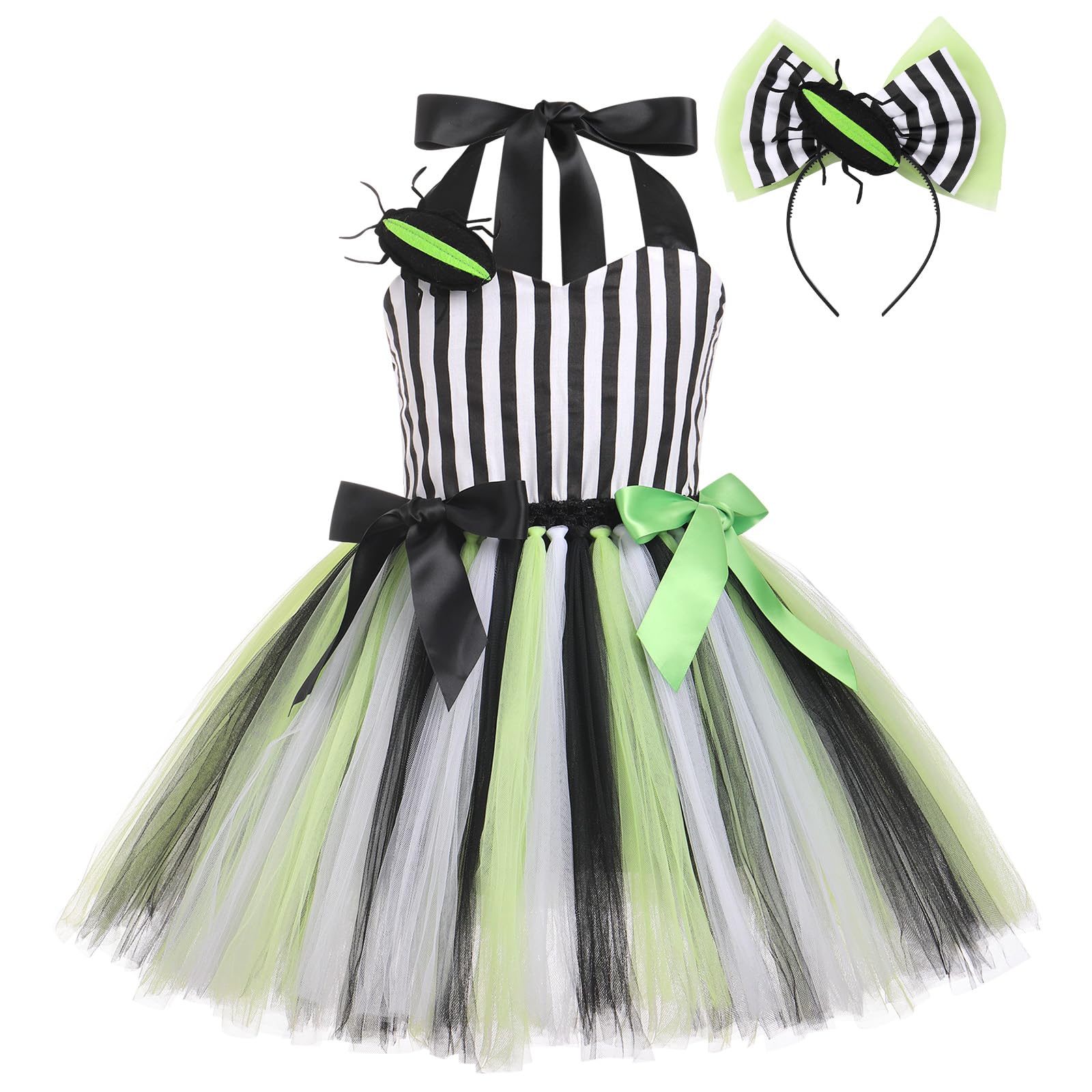 Photo 1 of Toddler : Black and White Striped Headband Girl for Kids Infant Baby Birthday Party Outfit Photoshoot Black Stripe 2T