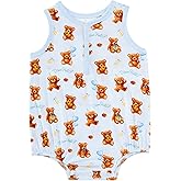 DREAMHALO Baby Unisex Bodysuits Bamboo viscose Sleeveless Bodysuit Soft Playwear for Girls Boys Slip Clothes 3-24Months