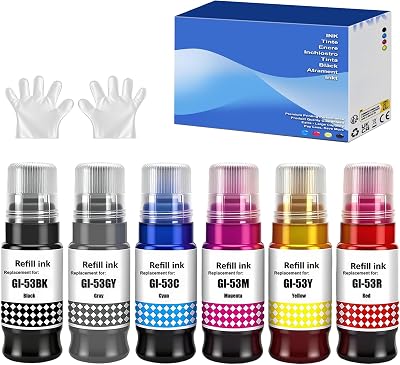 SHUOLEI GI53 Ink Bottles Multipack for Canon Pixma G550 G650 (6-Pack, Black