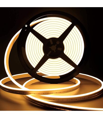 YONIKU 5ft Warm White LED Strip Lights 3000K - 12V Plug In Tape Lights, Cuttable, Waterproof