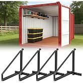 4 Pack Shipping Container Shelf Bracket (Black) | Heavy Duty Container Shelves Bracket 13.82(H) X 18.96(W) Cargo Shelving Bracket Easy to Assemble and Remove