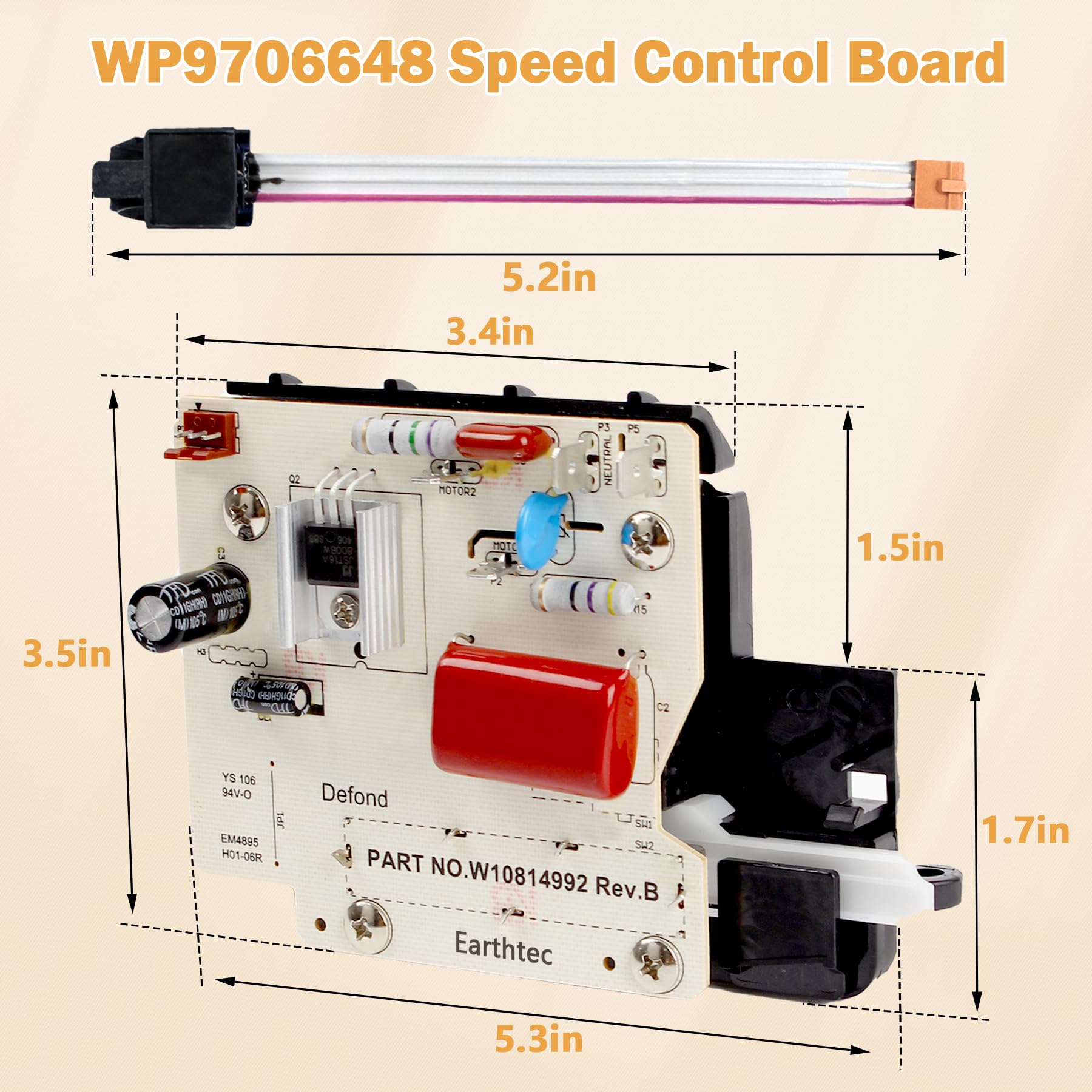 Earthtec Speed Control WP9706648 Replacement for Whirlpool KitchenAid Stand Mixer
