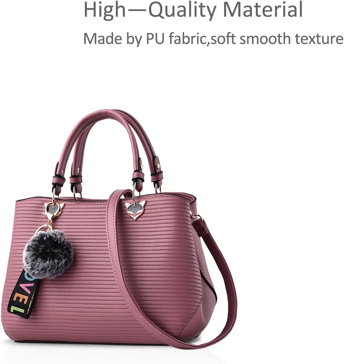 NICOLE&DORIS Exquisite Women Handbags Shoulder Bag Crossbody Messenger Bag Tote Satchel for Lady PU Leather Pink - Image 4