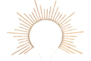 JeVenis Gold Halo Crown Baroque Headband Sun Goddess Tiara and Crown Sunburst Headband Cosplay Wedding Festival Headpiece