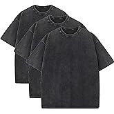 3 Pcs Men's Oversized Heavy Cotton Summer T-Shirts Vintage Tee Loose Fit Short Sleeve Casual Tshirts for Men Women