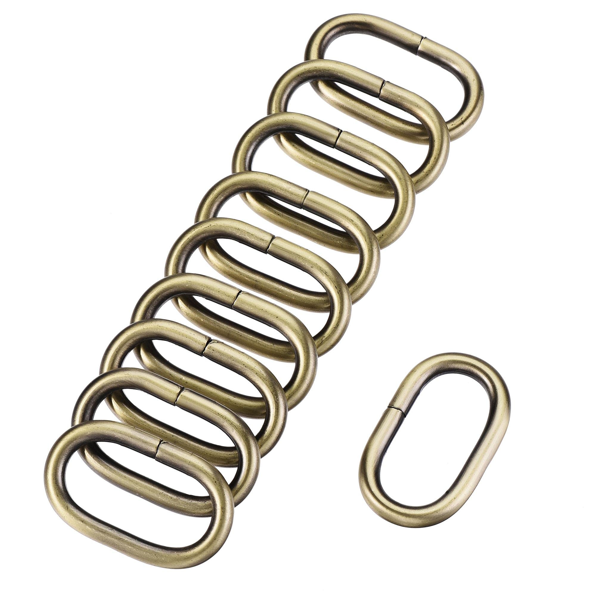 sourcing map Metal Oval Ring Buckles 32x15mm for Bags Belts DIY Bronze Tone 10pcs