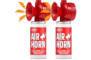 NUOVEPE Air Horns for Safety 1.4oz, Boat Horn with Powerful Sound (120 dB) Heard from 1/2 Mile away, Bear Horn to Scare Bears (Red, 2 Pack)