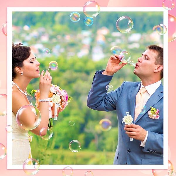 PULLCREASE 200 SET VALENTINE’S DAY WEDDING BUBBLE WANDS BULK SET INCLUDE MINI HEART BUBBLE WAND WITH REFILL FLOWER RIBBON AND TAGS FOR WEDDING SEND OFF GUESTS ANNIVERSARIES PARTY FAVOR(CREAM WHITE)