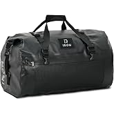IRON JIA'S Motorcycle Dry Bag, Waterproof Duffel Bag with Roll-Top Closure | 50L Capacity, Zipper-Free Wide Opening, Wet-Dry Storage, Air Valve, Reflective Trim