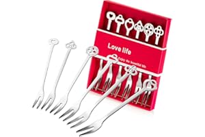 6 Pack Fruit Forks Stainless Steel Pickle Forks, 4.84 Inch Small Cocktail Forks for Olive Appetizer Dessert Seafood, Gifts fo