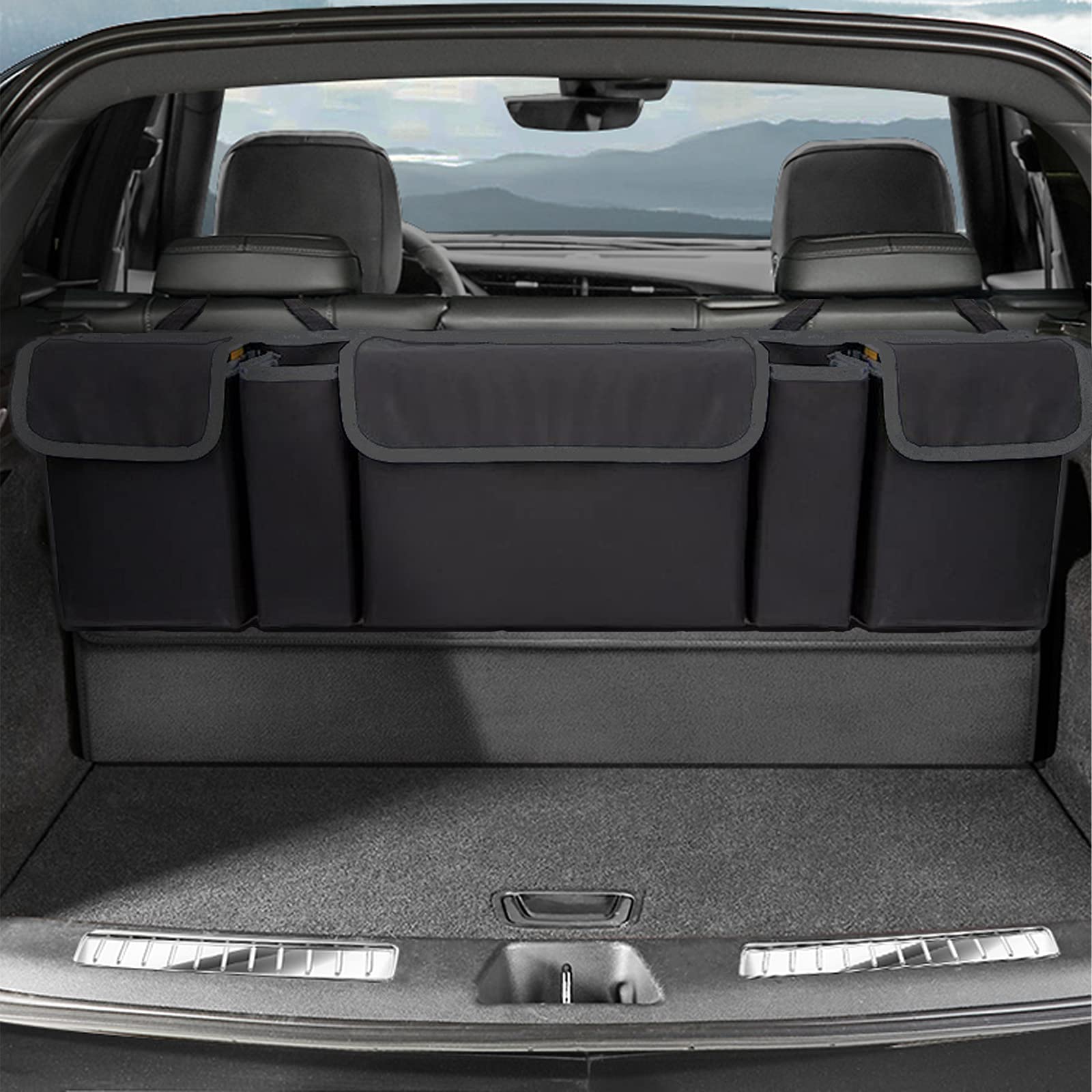 Photo 1 of AOPHY Car Organizers and Storage, Backseat Hanging Organizer with 5 Pockets, Waterproof Collapsible Large Capacity Organization Bag, Interior Accessories Trunk Organizer for Car, SUV, Truck, MPV
