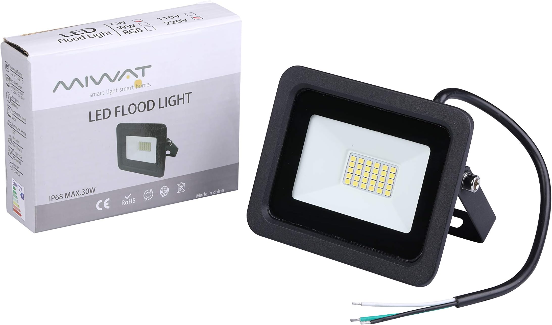 MIHEAL Ultra-Thin 10W 20W 30W 50W 100W LED Flood Light Spotlight Led Search Lamp 110V Floodlights for Outdoor Garden Street Square Cool White, 30W