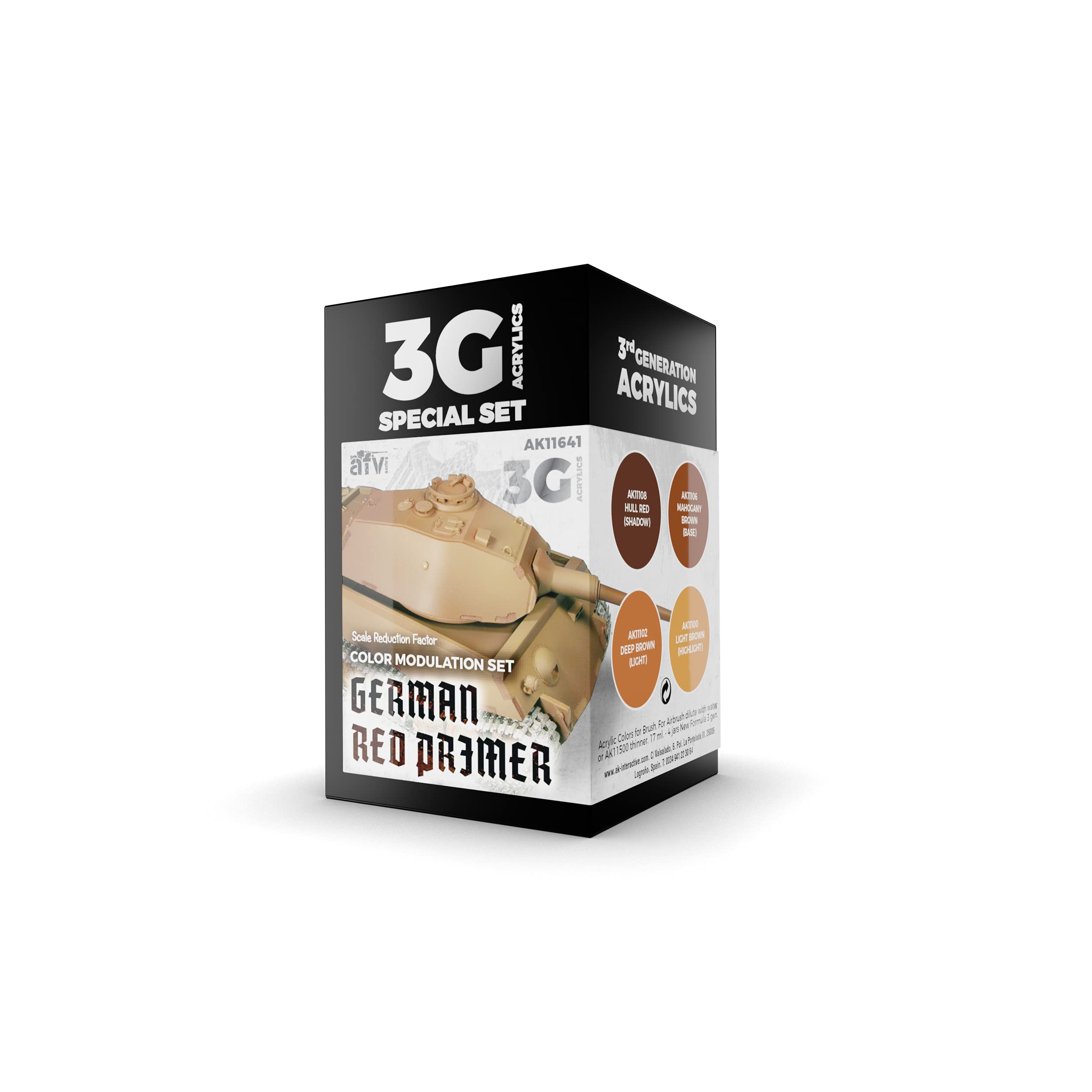 AK Acrylics 3Gen AVF Set AK11641 Modulation German RED Primer 3G (4x17ml)