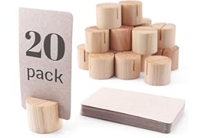 20 Pack Mini Wood Table Number Holders - Place Card Holders, Dinner Table Card Holders, Name Card Holders for Tables, Wooden 