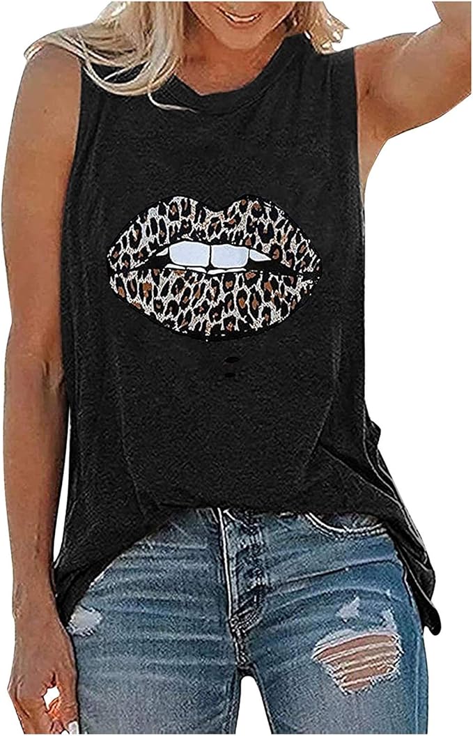 Wgedyah Womens Summer Tank Tops Sleeveless Crew Neck Casual T Shirts