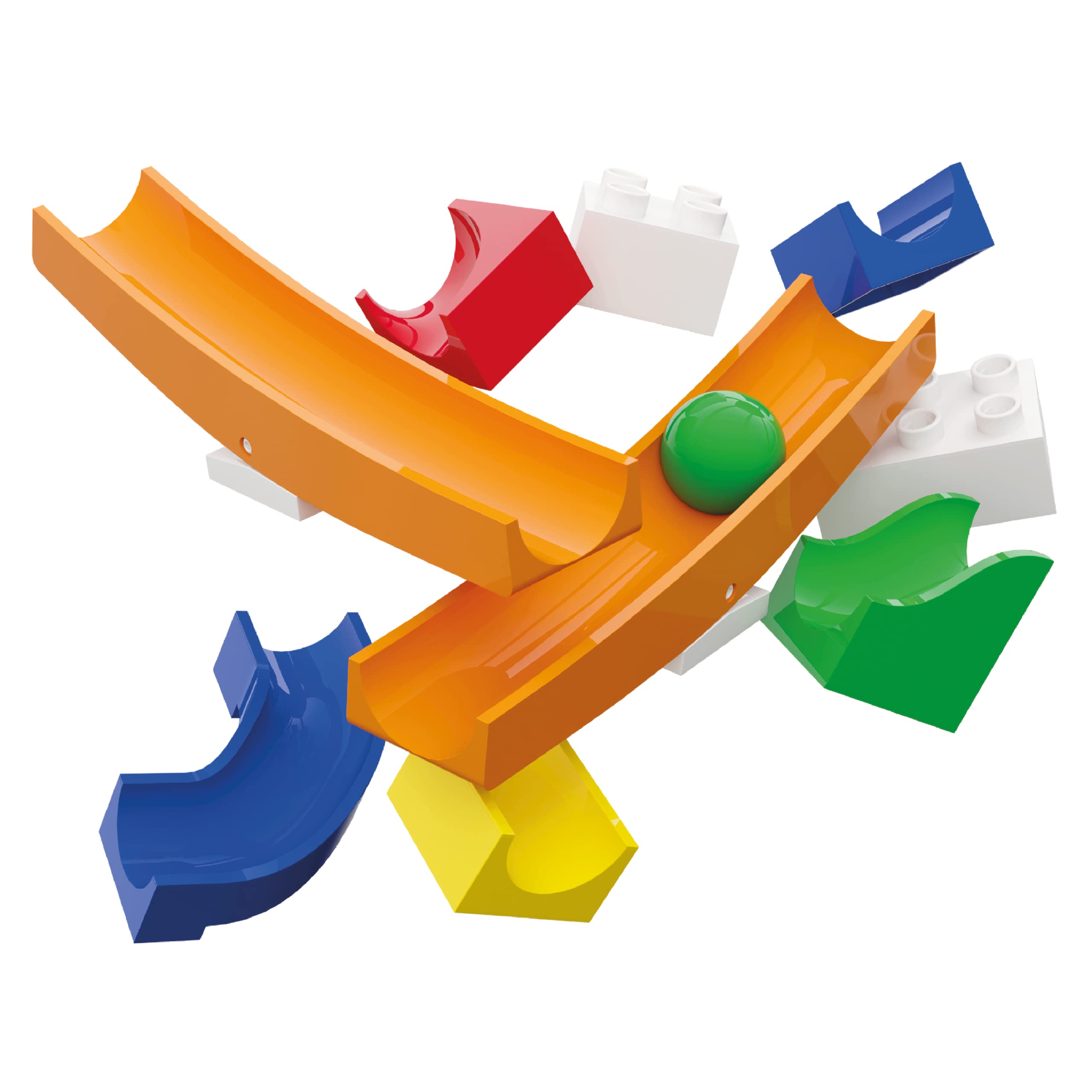 Hubelino 420503 Marble Run See-Saw Expansion Set, Compatible with Popular Building Block System, 45 Pieces, for Ages 4 and Up (Made in Germany)