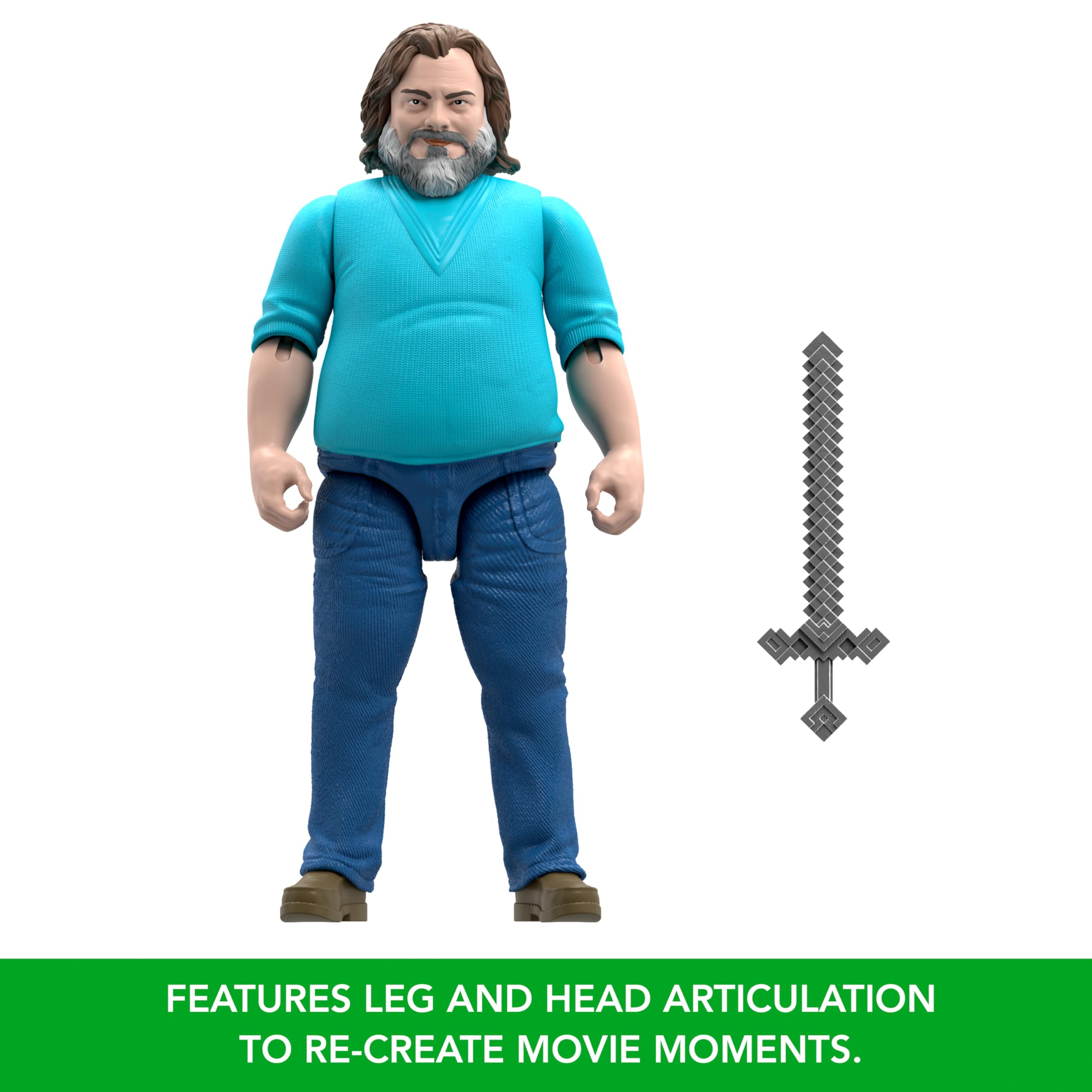 Mattel Minecraft Large-Scale Action Figure, 12-inch Posable Steve Toy Collectible Inspired by A Minecraft Movie
