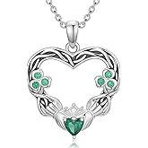 Qyvit Clover Necklace 925 Sterling Silver Cletic/Tree of Life Pendant Four Leaf Clover Jewelry St Patricks Day Jewelry Gifts for Women