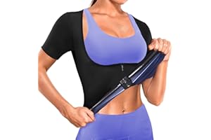 BXVX Sauna Suit Shirt for Women Weight Loss Sweat Siuts Waist Trainer Vest Workout Compression Tank Top Zipper