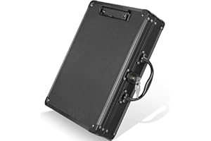Sooez Key Lock Clipboard Storage Box, Heavy Duty Clipboard with Storage, Metal Locking Box with Handle, Lock Box Maximum Security - Holds Letter Size Paper, 12.5 x 9.5 inch, Black