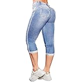 Flamingals High Waist Capris Jeans for Women Casual Summer Butt Lifting Skinny Denim Capri