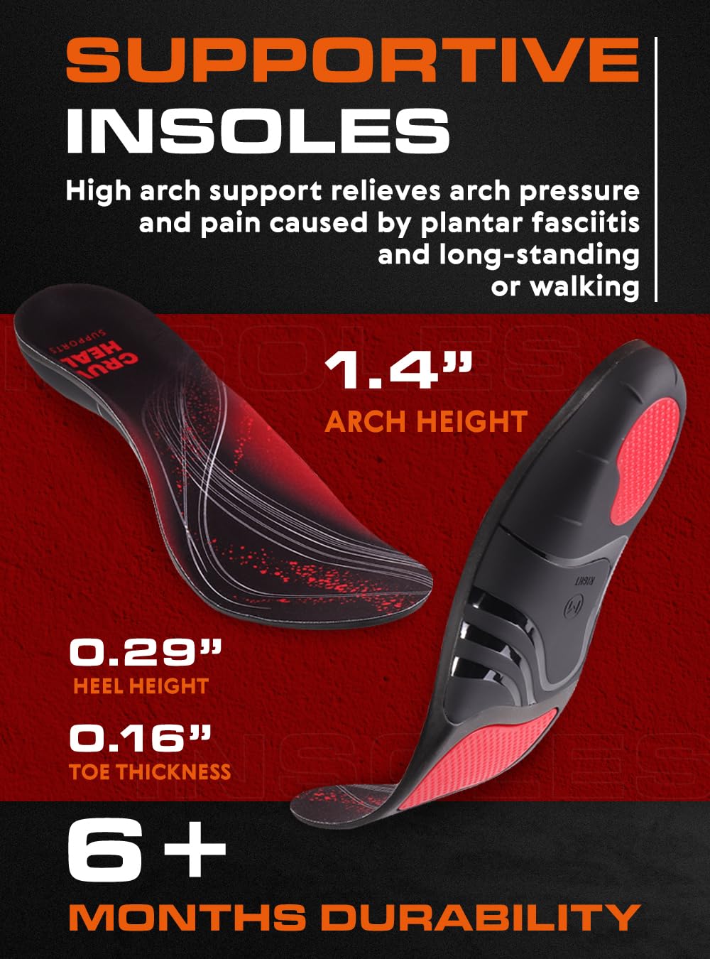 Plantar Fasciitis High Arch Support Insoles