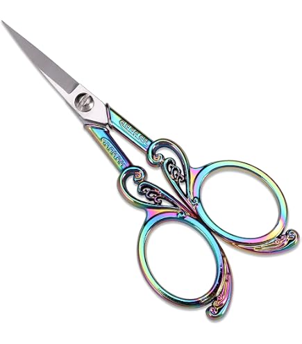 Rainbow Titanium Craft Scissors 3.5 Inch - Fish Style Embroidery & Sewing Scissors - Stainless Steel