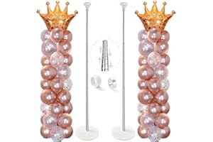 GIMCALO Balloon Column Stand Kit Set of 2, 7ft Height Adjustable Balloon Arch Kit, Metal Telescopic Pillar Balloon Stand, Birthday Party, Graduation, Wedding Christmas Decorations
