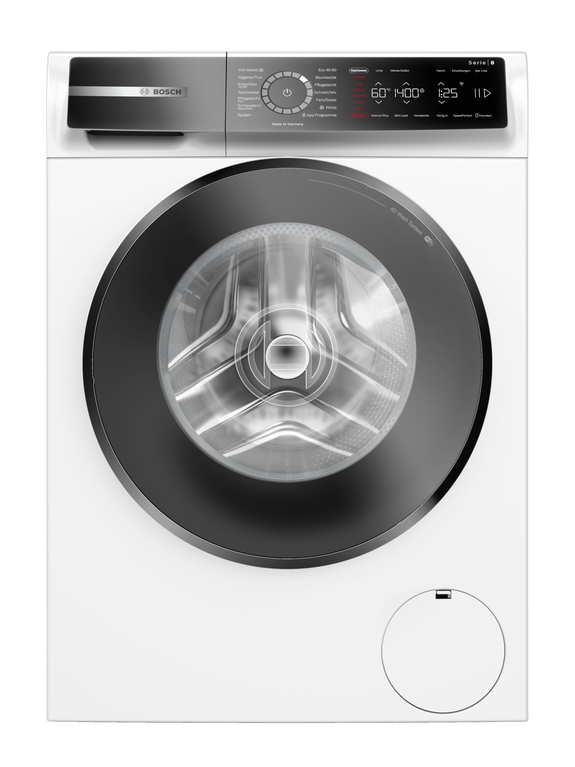 Bosch WGH244M40, Serie 6, Smarte Waschmaschine 9 kg, 1400 UpM, Fleckenautomatik, Iron Assist für weniger Falten, Mini Load, schneller Waschen mit Speed Perfect, Touch Bedienung, Nachlegefunktion