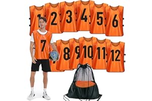 PULUOMASI Scrimmage Training Vest (12 Pack) Team Sports Pinnies Jerseys for Adult Youth Soccer Bibs Numbered Practice Jerseys