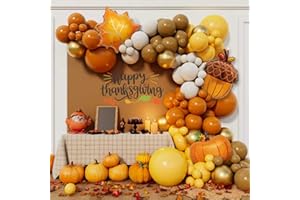 Beaumode Thanksgiving Balloon Arch Garland Kit Orange Brown Balloons 134pcs for Fall Harvest Birthday Little Pumpkin Baby Shower Bridal Shower Friendsgiving Party Decorations (Orange Yellow Brown)