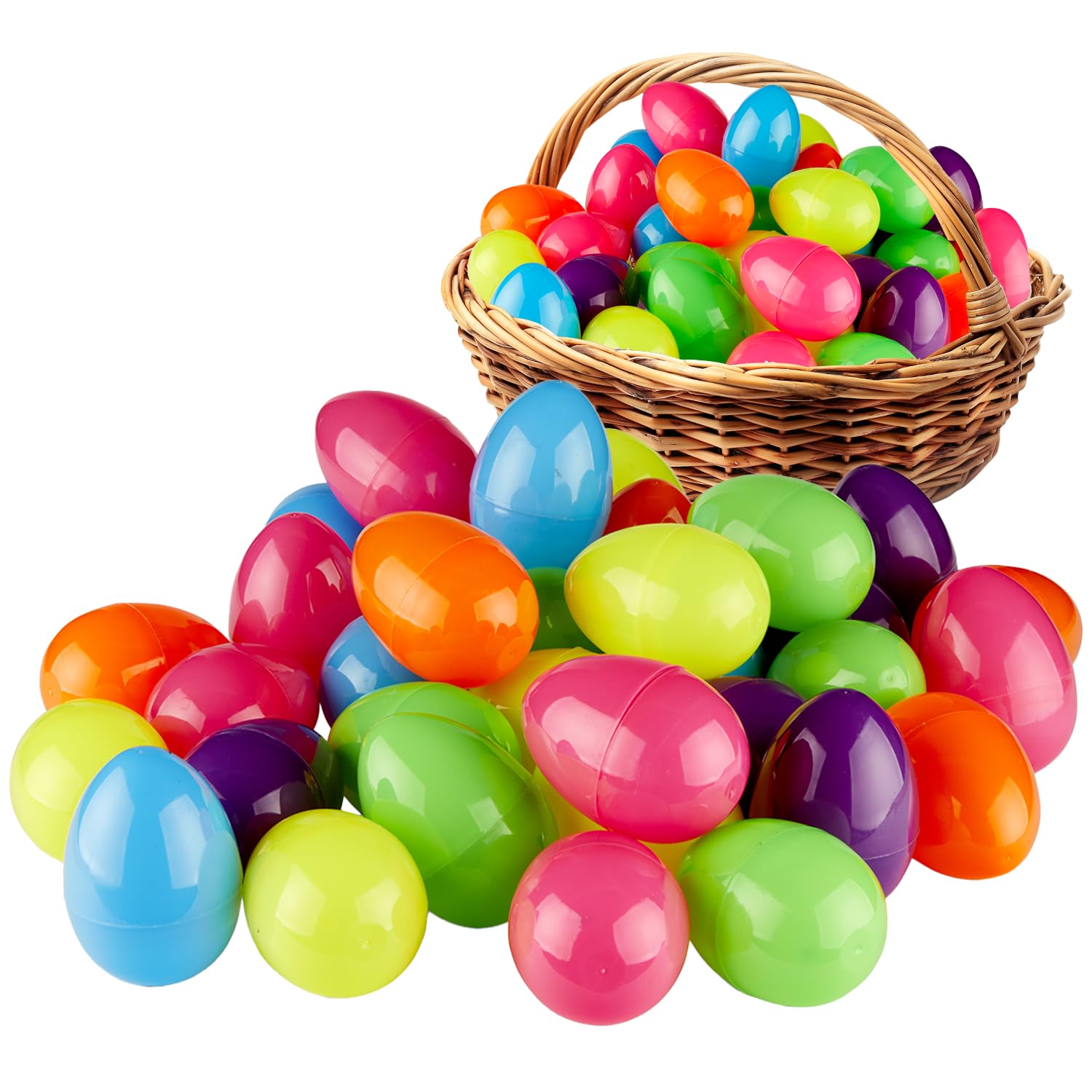 Prextex Plastic Easter Eggs to Fill for Egg Hunt Eggs, Easter Basket Stuffers for Easter Hunt, Fillable Easter Eggs, Plastic Eggs for Egg Hunt (9 cm)(36-Pack)